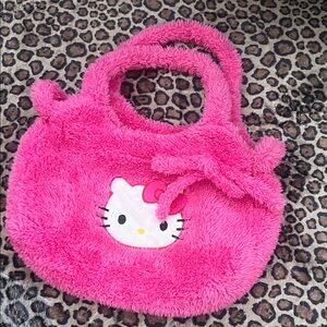 Pink fuzzy hello kitty bag